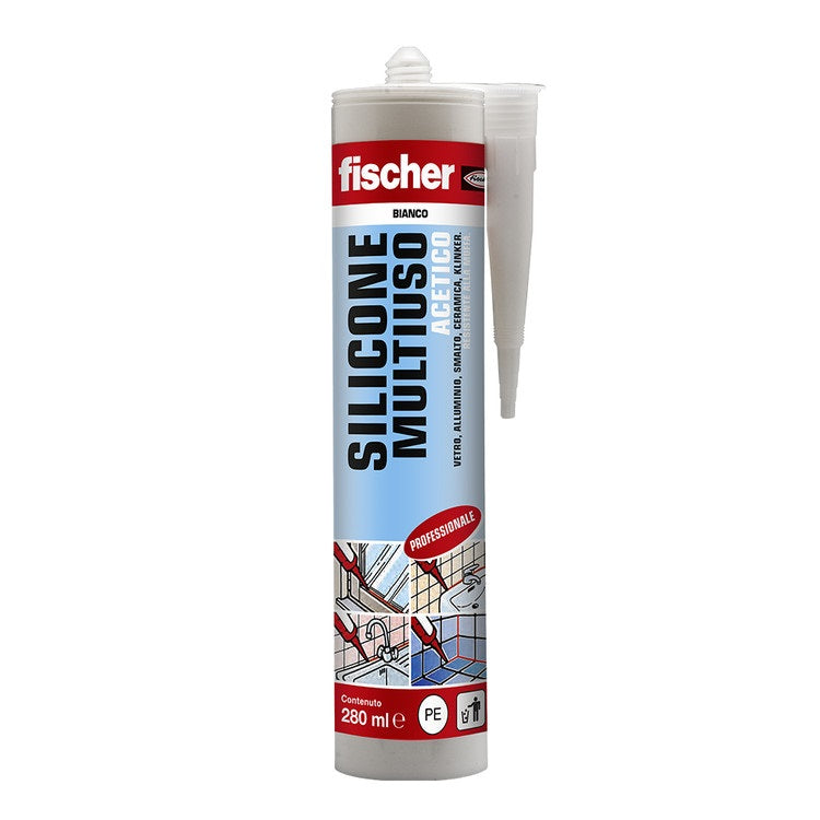 SILICONE ACETICO BIANCO ANTIMUFFA "FISCHER"
