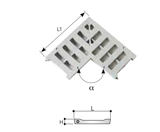 GRIGLIA ANGOLARE PESANTE PER CANALE PVC 130 "REDI"